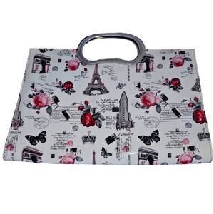 EUC | 🇫🇷🇬🇧Magnetic clutch purse🇬🇧🇫🇷 |  Paris & London | 8" x 10¾"